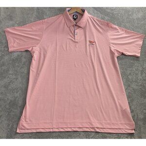 FootJoy Polo Shirt Mens 2XL Pink Striped Stretch LACC 123rd US Open Golf Preppy
